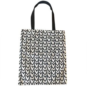 Heart Patterned Tote Bag - Black and White
